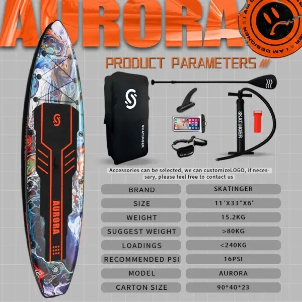 پدل برد بادی Skatinger مدل Aurora رنگ مشکی