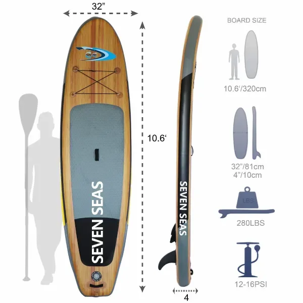 پدل برد بادی Seven Seas مدل Wooden با ابعاد 11.6